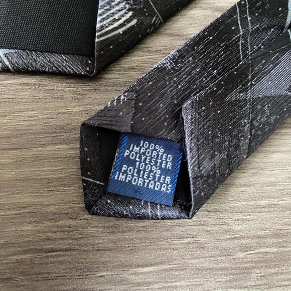 David Taylor Blue Black Silver Abstract Artsy Men's Neck Tie 57 x 4 Made in USA - Picture 6 of 6